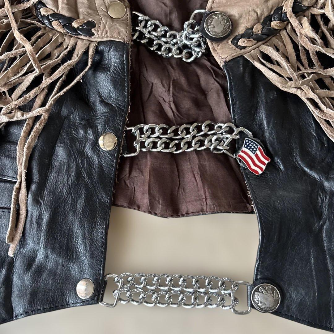 HUDSON LEATHER フリンジ レザージャケットXXL￼スナップボタン
