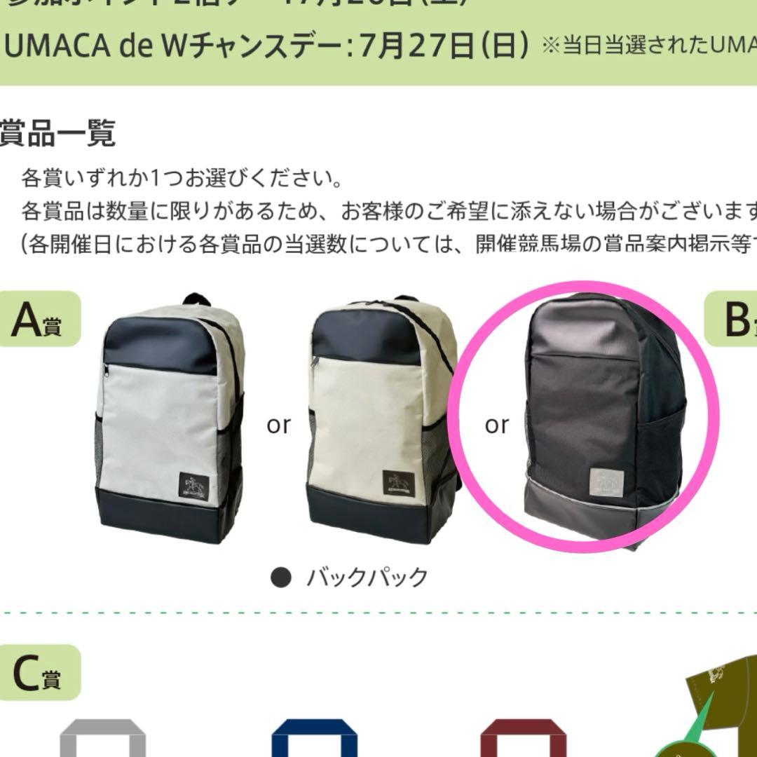 JRA ウェルカムチャンス A賞 バックパック - メルカリ