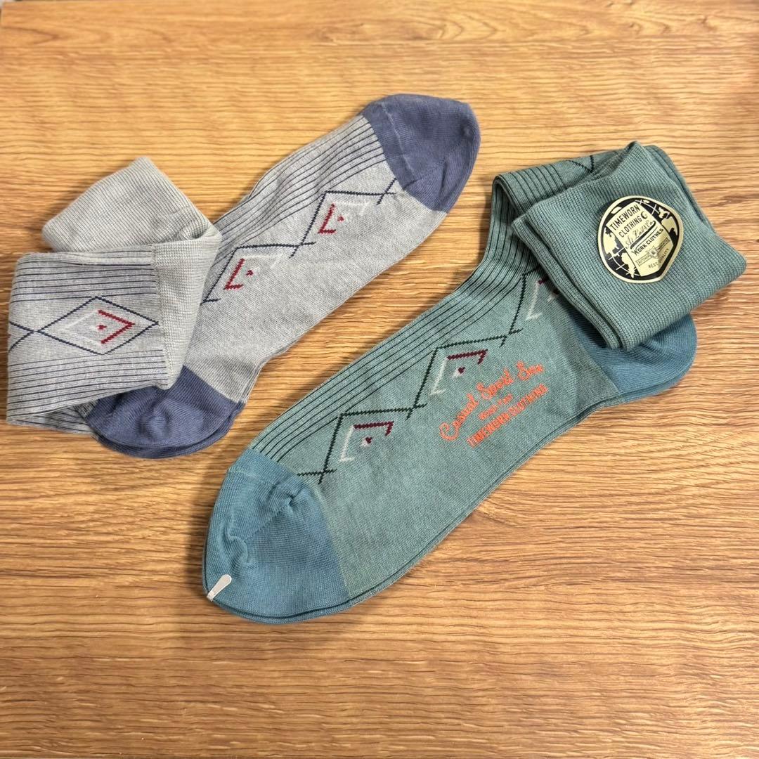 Atlast&co ソックスセット　ブルー＆グリーン ベネクシー】ザ クルーソックス/マリンブルー ポリエステル コットン