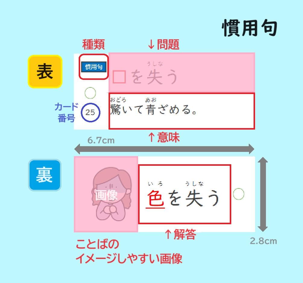 絵付き]【中学受験】国語 ことわざ/慣用句/四字熟語 暗記カード3点