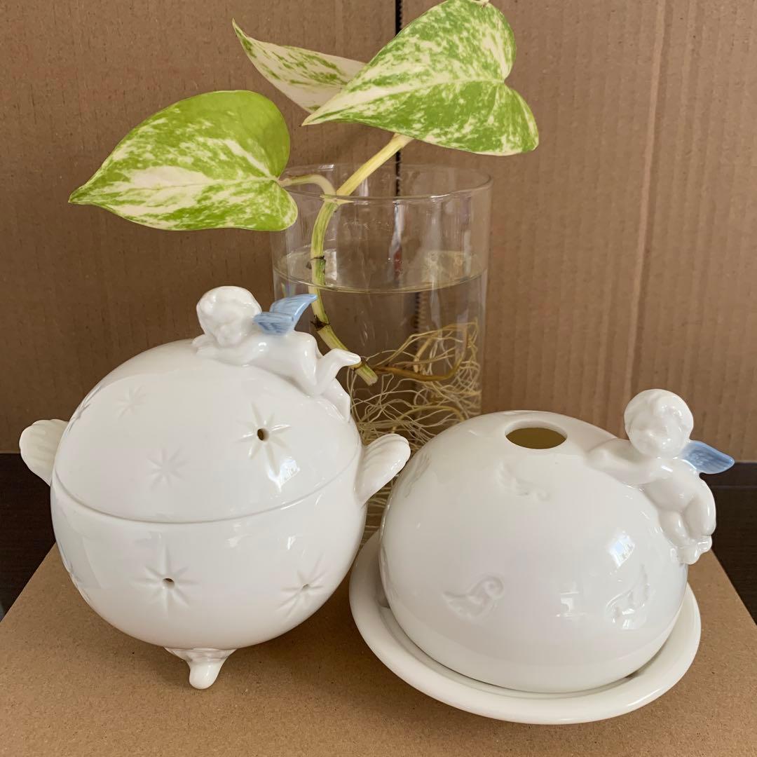 ★ 天使の陶器　ポプリ容器/キャンドル容器 　 　　　　美品 ★ ポプリケース ポプリ容器 ポプリ入れ インセンスホルダー 香炉 陶器