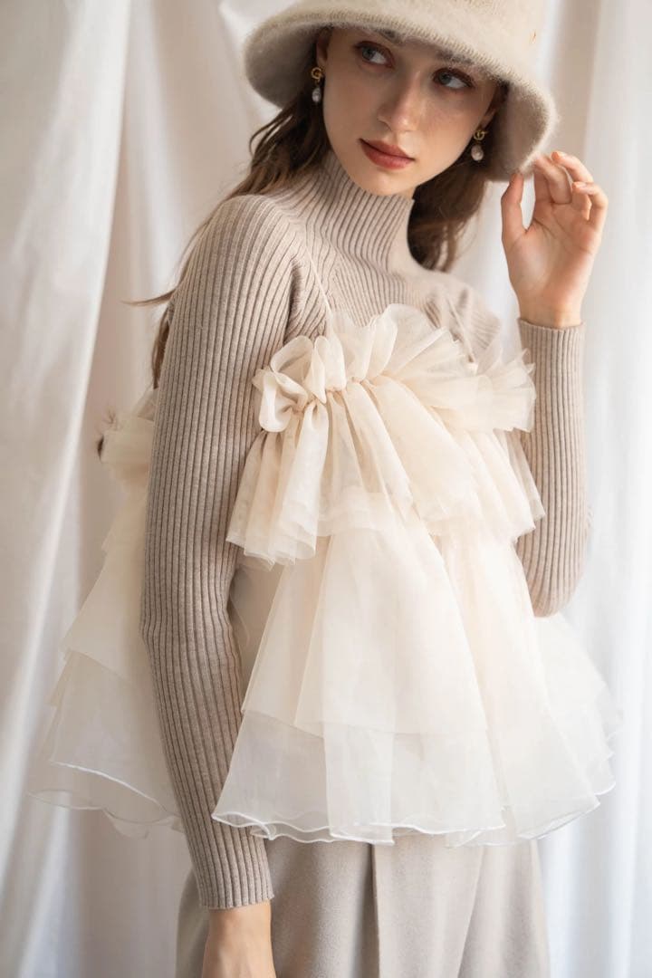 Acka peplum tulle bustier 新品未使用 - トップス高価