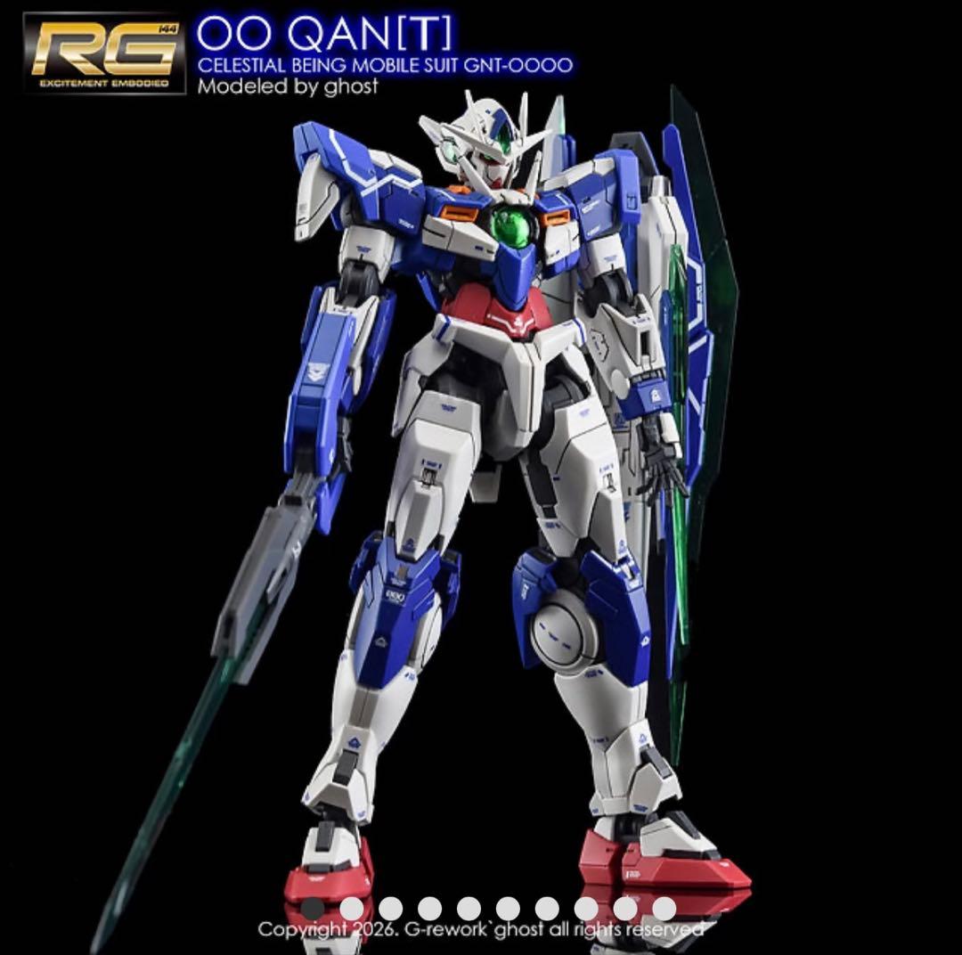 新作 G-rework デカール RG ダブルオークアンタ RG ダブルオークアンタフルセイバーの製作② スミ入れ、デカール貼り