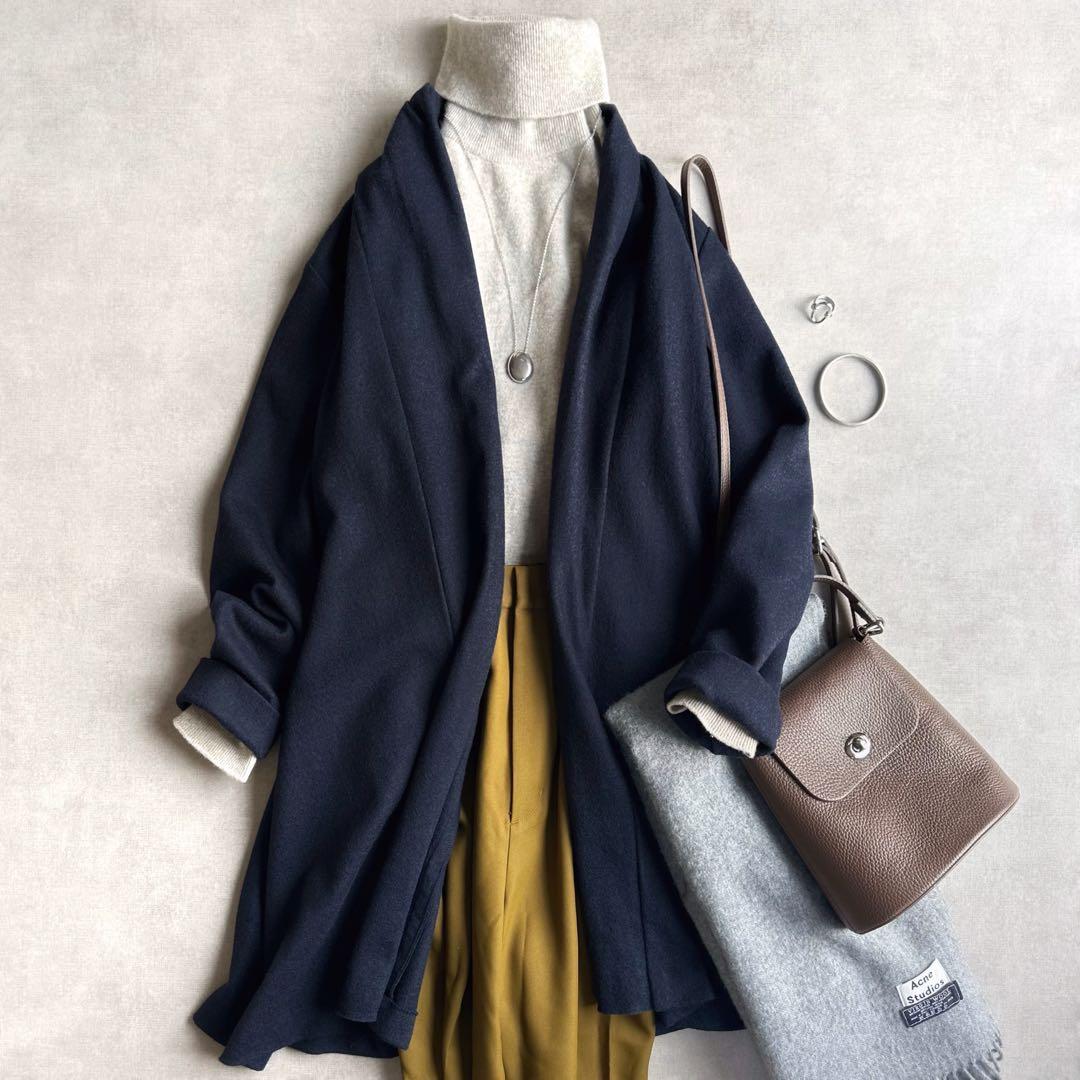 美品▲PallasPalace パラスパレス//ウールガウンコート グレー Pallas Palace パラスパレス 十日 ウールミックス スタンドカラー