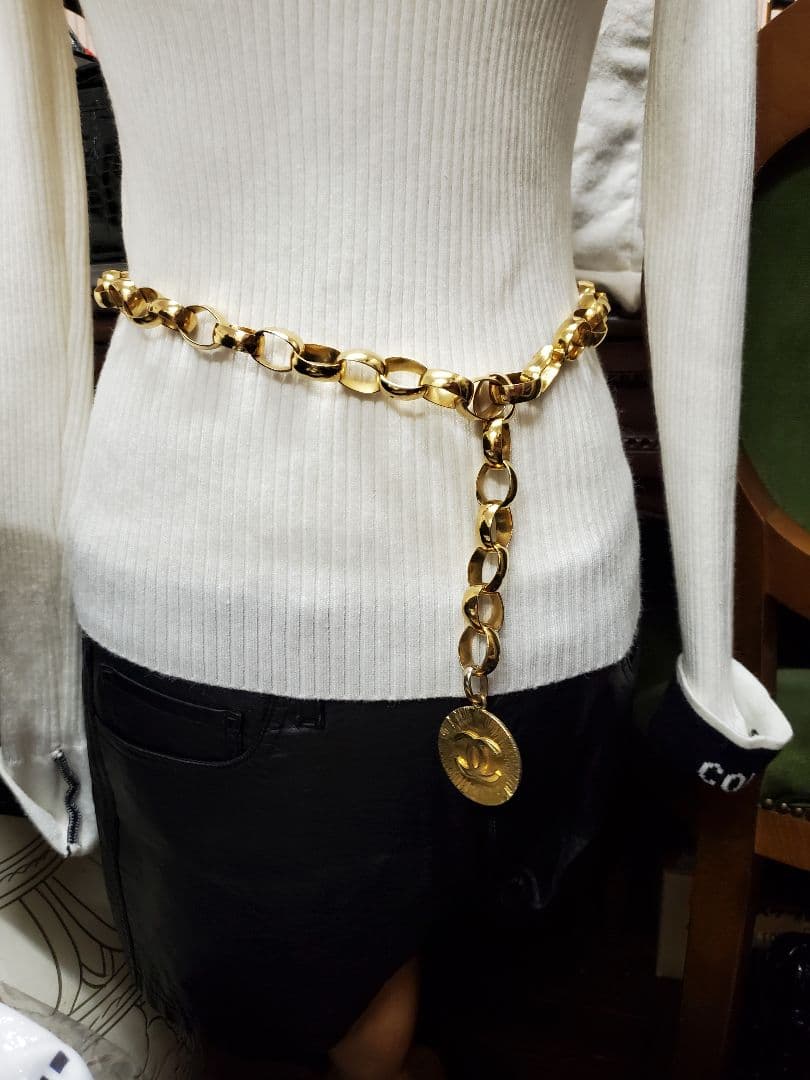 CHANEL シャネルゴールドチェーンベルト 楽天市場】美品 シャネル ベルト チェーンベルト ココマーク ゴールド