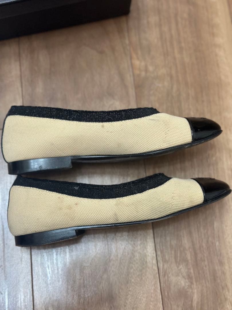☆ぶン様専用☆CHANEL バレーシューズ フラット ベージュ 黒 サイズ37