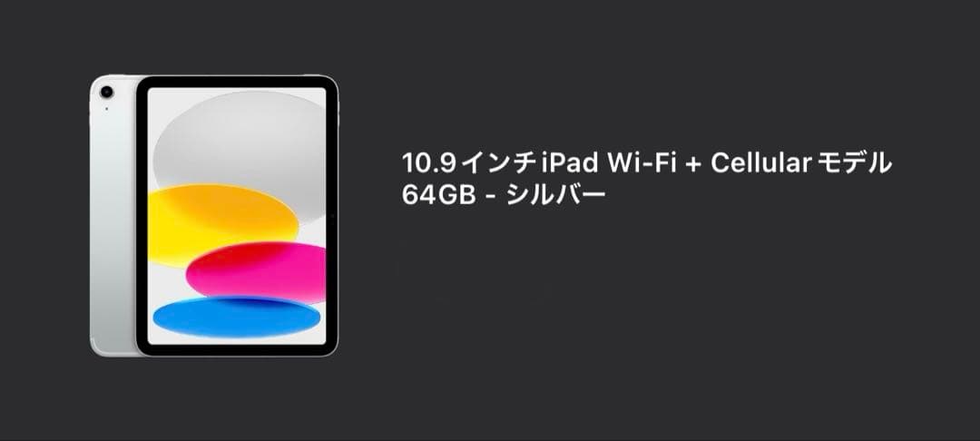 iPad 第10世代 WiFi + cellular モデル 64GB シルバー Buy iPad Wi‑Fi + Cellular 256GB - Silver - Apple