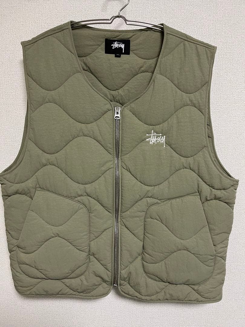 Stussy オリーブ キルティングベスト
