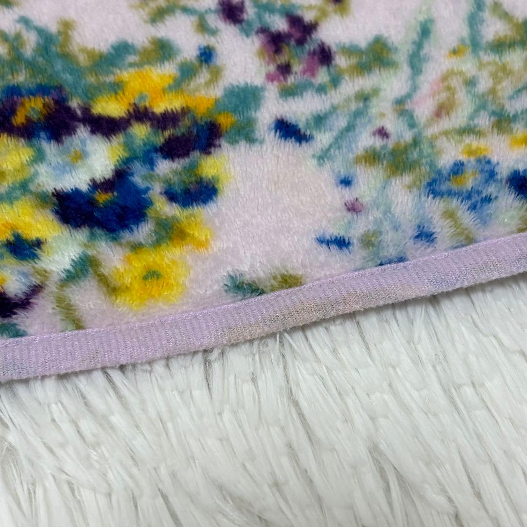 美品 フェイラー ブランケット 花柄 紫 パープル 綿 シュニール織り