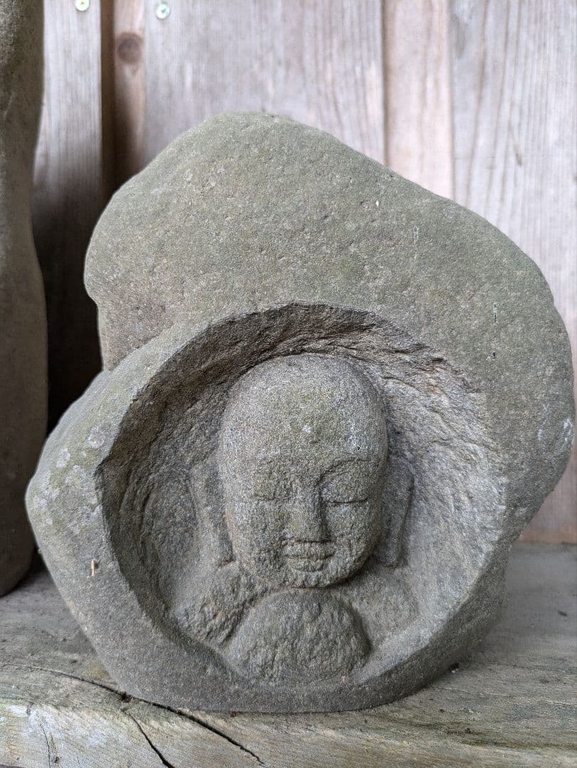石仏、地藏、地藏菩薩、倉田辰彦作 地蔵菩薩、石仏、河原自然石、倉田辰彦作